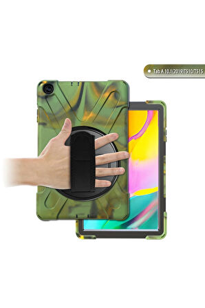 Samsung Galaxy T510 Tab A 10.1 Kılıf Amazing Tablet Kapak - Kamuflaj-(5796)