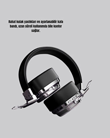 Bluetooth Kablosuz Kulak Üstü Kulaklık Katlanabilir Konforlu ve Şık Tasarımlı