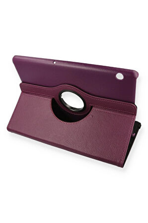 Huawei MediaPad T5 10 Kılıf 360 Tablet Deri Kılıf - Mürdüm-(5796)