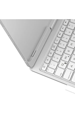 iPad Pro 11 (2024) F11 ATS Kılıf Magic Dönen Klavyeli Tablet Kılıf - Gümüş-(