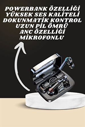 Dijital Göstergeli Powerbank Kulaklık ve 7 Kordonlu Yeni Nesil Akıllı Saat Amole