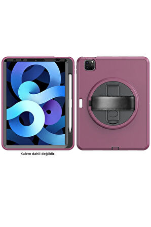 iPad Pro 11 (2018) Kılıf Hand Strap Tablet Kılıfı - Mürdüm-(5796)