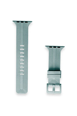 Apple Watch 38mm KR408 Çizgili Silikon Kordon - Yeşil-(5796)