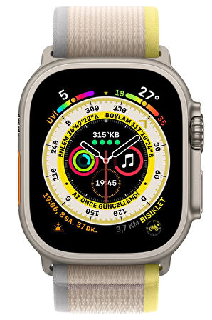 Apple Watch 42mm Trail Kordon - Sarı-Bej-(5796)