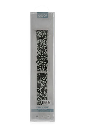 Apple Watch 38mm Creeper Desenli Kordon - Siyah-(5796)