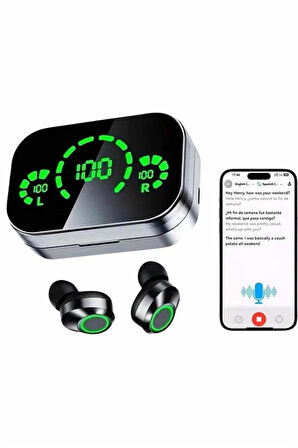 Kablosuz Bluetooth Kulaklık Çift Telefon Destekli Powerbankli Dijital Göstergeli