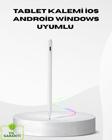 Type-C Şarjlı Dokunmatik Kalem – iPad iPhone ve Android Uyumlu Sessiz Çalışan