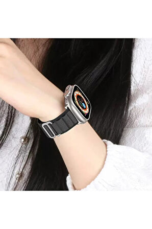 Apple Watch 42mm Mountain Kordon - Beyaz-Kırmızı-(5796)