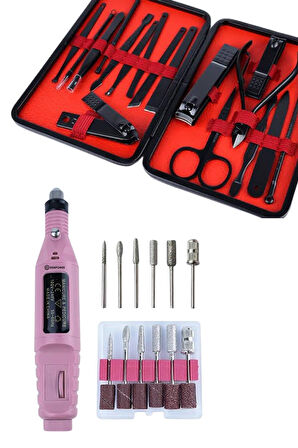 Elektrikli Manikür Pedikür Seti İkili Set 17 Parça Tırnak Bakımı Nasır Temiz