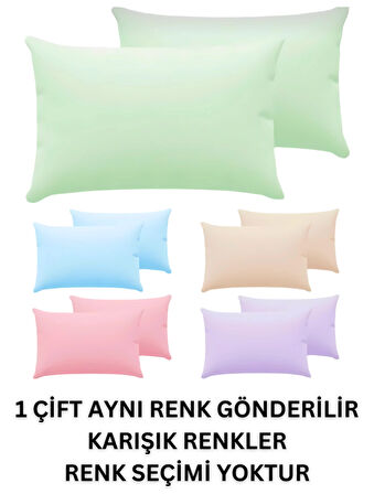 2 Adet Fermuarlı %100 Pamuklu Yastık Kılıfı Karışık Renk (50*70 Cm)