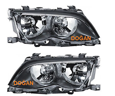 Bmw E46 Ön Far Sağ (Krom Zemin) 1998 Sonrası-2005 Sonrası Uyumlu