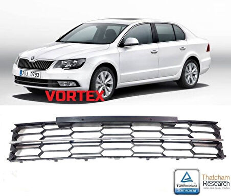 Skoda Superb Ön Tampon Orta Izgara (Kromlu) 2013 Sonrası Uyumlu
