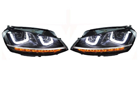 Volkswagen Golf 7 Ön Far Set (ÇIft U Led Kayar Sinyal) 2013 Sonrası Uyumlu