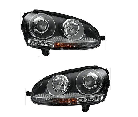 Volkswagen Golf / Jetta GTI 2006 Sonrası Siyah Mercekli Ön Far Seti