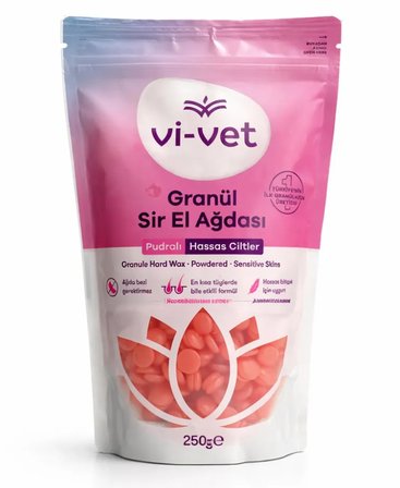Vi-Vet Granül Sir El Ağdası 250G – Pudralı Hassas Ciltler Için Profesyonel Boncuk Ağda