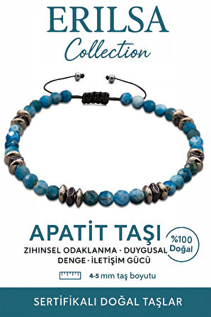 Sertifikalı Fasetli Terahertz - Apatit Taşı Bileklik - İnce Model