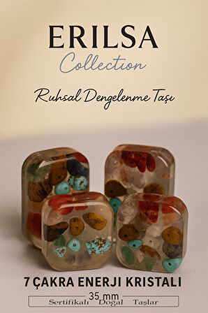 Sertifikalı Kare 7 Çakra Enerji Kristali – Ruhsal Dengenin ve Pozitif Enerjinin Doğal Taş Bloğu