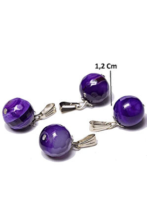 Sertifikalı Damarlı Mor Akik Taşı Doğal Taş Kolye