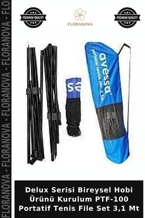 Delux Serisi Bireysel Hobi Ürünü Kurulum PTF-100 Portatif Tenis File Set 3,1 Mt