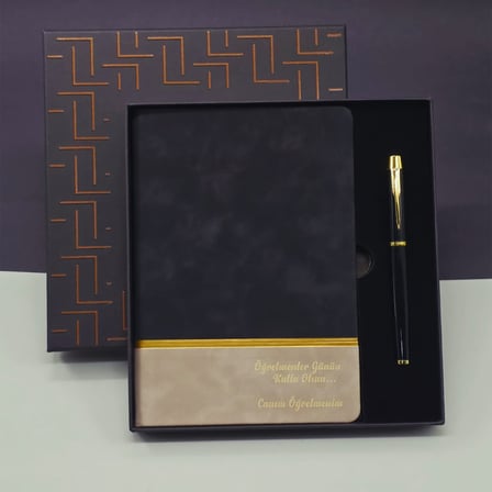 Premium Öğretmenler Günü Hediyesi - Defter - Kalem Seti İş Ofis Toplantı