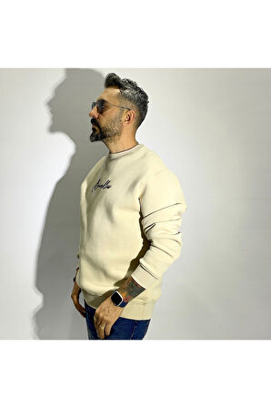 Sırtı Kumaş Baskılı Erkek Oversize Sweatshirt