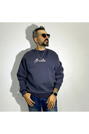 Sırtı Kumaş Baskılı Erkek Oversize Sweatshirt