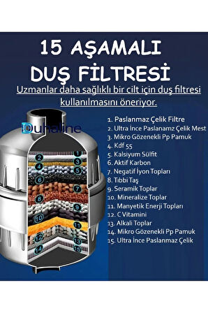 Duş Banyo Mutfak Filtresi Klor Kireç Kötü Koku Toksinlere Karşı Etkili 15 Aşamalı Su Arıtma Sistemi