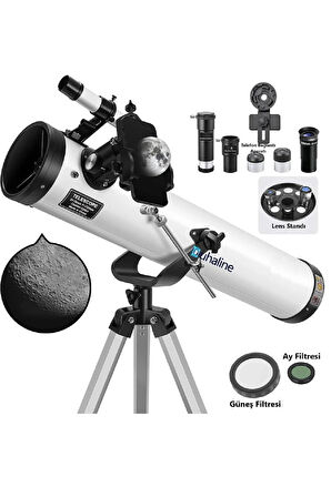 Reflektör Teleskop 76mm Diyafram 700mm Odak 35X-875X Zoom Ay & Güneş Filtresi+Telefon Tutucu+Tripod
