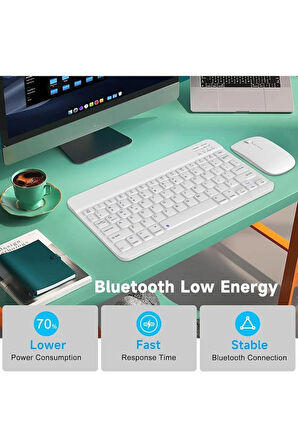 Apple iPad A16 11" Tablet Için Uyumlu Slim Şarjlı Bluetooth Klavye Ve Mouse Seti