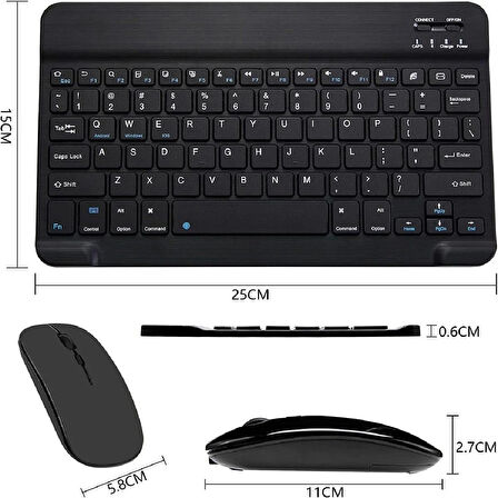 Apple iPad A16 11" Tablet Için Uyumlu Slim Şarjlı Bluetooth Klavye Ve Mouse Seti