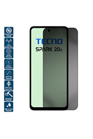 Tecno Sperk 20C İçin Uyumlu Privacy Hayalet Ekran Koruyucu Film