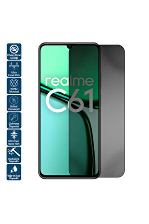 Realme C61 İçin Uyumlu Privacy Hayalet Ekran Koruyucu Film