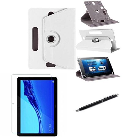 TCL Tab 7 LITE  7"  Uyumlu Üniversal Dönerli Standlı Tablet Kılıfı +Dokunmatik Tablet Kalemi Hediye
