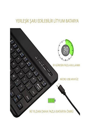 GTX Jaculus V2 10.1" Gaming Tablet İçin Uyumlu Slim Şarjlı Türkçe Bluetooth Klavye