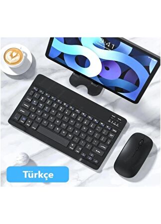 Hometech ALFA 7 PREMİUM PRO Tablet İçin Uyumlu Slim Şarjlı Türkçe Bluetooth Klavye ve Mouse Seti