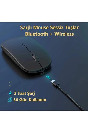 HONOR Pad X9A 11,5" Tablet İçin Uyumlu RGB LED Işıklı Bluetooth+2.4Ghz Kablosuz Şarjlı Mouse