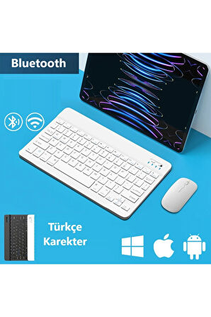 Samsung Galaxy Tab S11 11" Tablet için Uyumlu Slim Şarjlı Türkçe Bluetooth Klavye / Mouse Seti
