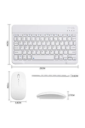 Samsung Galaxy Tab S11 11" Tablet için Uyumlu Slim Şarjlı Türkçe Bluetooth Klavye / Mouse Seti