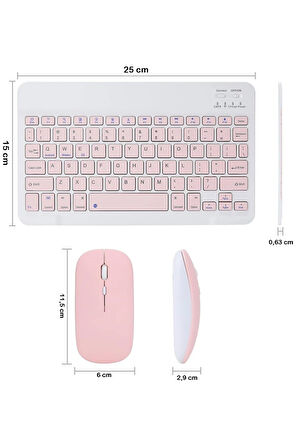 T C L TAB 10L Gen 4 10.1" Tablet için Uyumlu Slim Şarjlı Türkçe Bluetooth Klavye / Mouse Seti