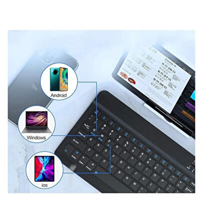 Samsung Tab S9 SM-X710 11" Tablet İçin Uyumlu Slim Şarjlı Türkçe Bluetooth Klavye ve Mouse Seti