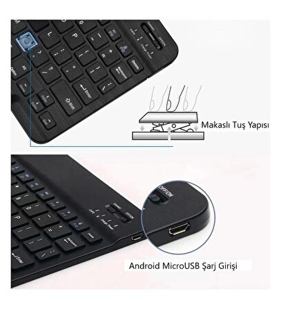 Y700 Tablet İçin Uyumlu Slim Şarjlı Türkçe Bluetooth Klavye ve Mouse Seti