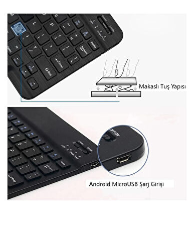 Lenovo Tab M10 Plus TB125FU Tablet İçin Uyumlu Slim Şarjlı Türkçe Bluetooth Klavye ve Mouse Seti