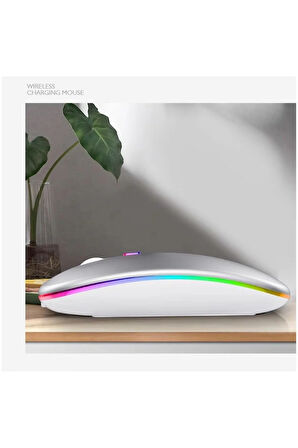 Samsung Galaxy Tab A11 8.7" Tablet İçin Uyumlu RGB LED Işıklı Bluetooth+2.4Ghz Kablosuz Şarjlı Mouse