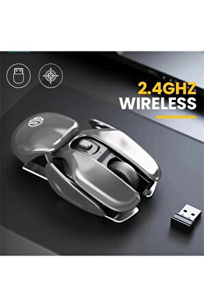 Kablosuz Şarjlı Mouse Modern Tasarım Ergonomik Metal Mouse, 2,4 GHz Sessiz Tıklama