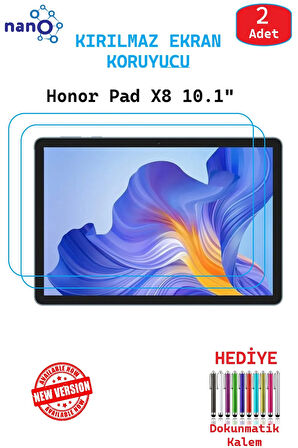 2 ADET Honor Pad X8 10.1" Tablet İçin Tam Uyumlu Ekran Koruyucu Şeffaf Cam Nano HD Esnek Kırılmaz