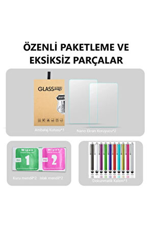 2 ADET Samsung Tab S7 FE S7+ S9 FE Plus 12.4"Tablet Uyumlu Ekran Koruyucu Cam Nano HD Esnek Kırılmaz