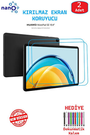 2 ADET Huawei Matepad SE 10.4" Tablet İçin Tam Uyumlu Ekran Koruyucu Cam Nano HD Esnek Kırılmaz