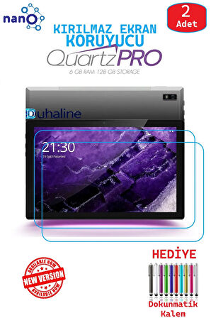 2 ADET Vorcom QuartzPro QuartzLITE 10.1" Tablet Tam Uyumlu Ekran Koruyucu Cam Nano HD Esnek Kırılmaz