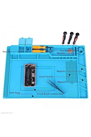 S160 Büyük Telefon Tamir Pedi Isıya Dayanıklı Silikon Mıknatıslı Anti Statik Kokusuz Tamir Pedi