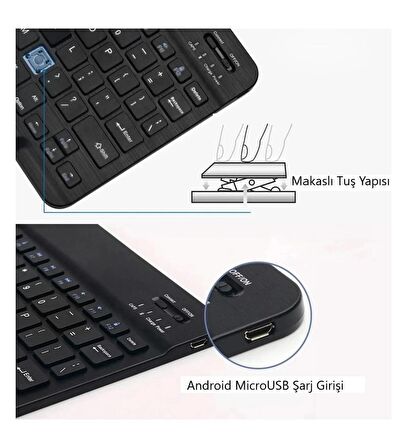 Vorcom S12 10.1 Inç Uyumlu Slim Şarjlı Bluetooth Klavye ve Mouse Seti